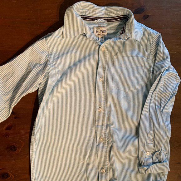 Childrens Place Blue Pinstripe Boys Button Down Shirt Size L (10-12) - Picture 1 of 4